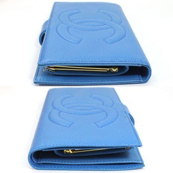 CHANEL Blue Caviar Leather Logo Wallet - Picture 3 of 12